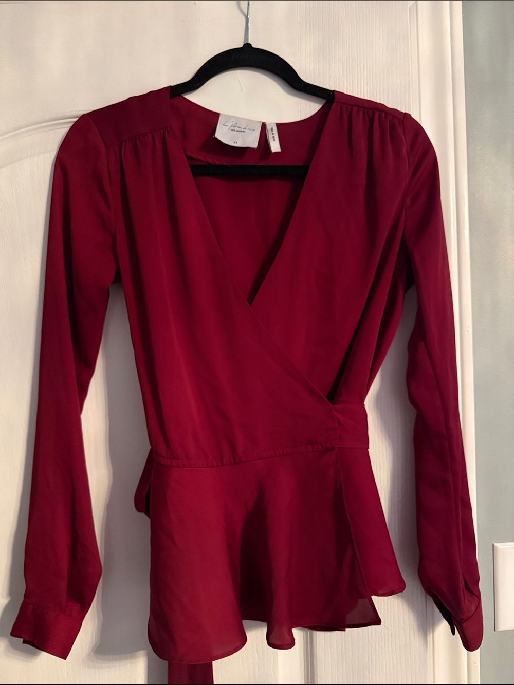 Deep Red Wrap Blouse